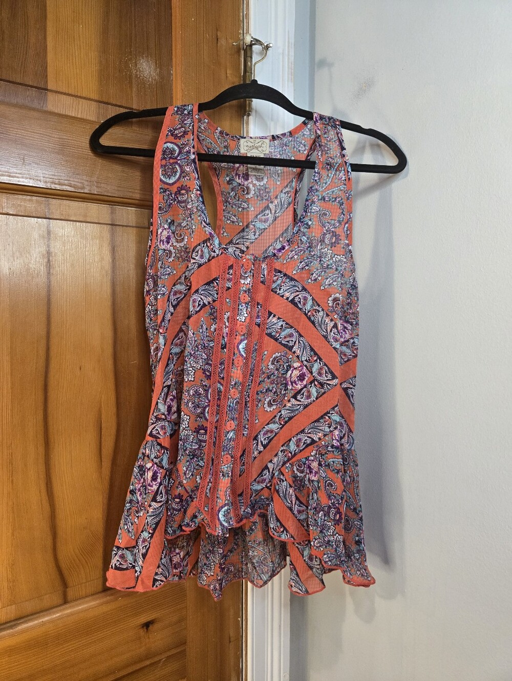 eyelash couture Coral Paisley Sleeveless Camisole